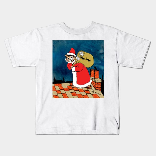 Santa Paws Rooftop Kids T-Shirt by KarwilbeDesigns